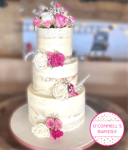Three Tier Semi Naked Floral Cake