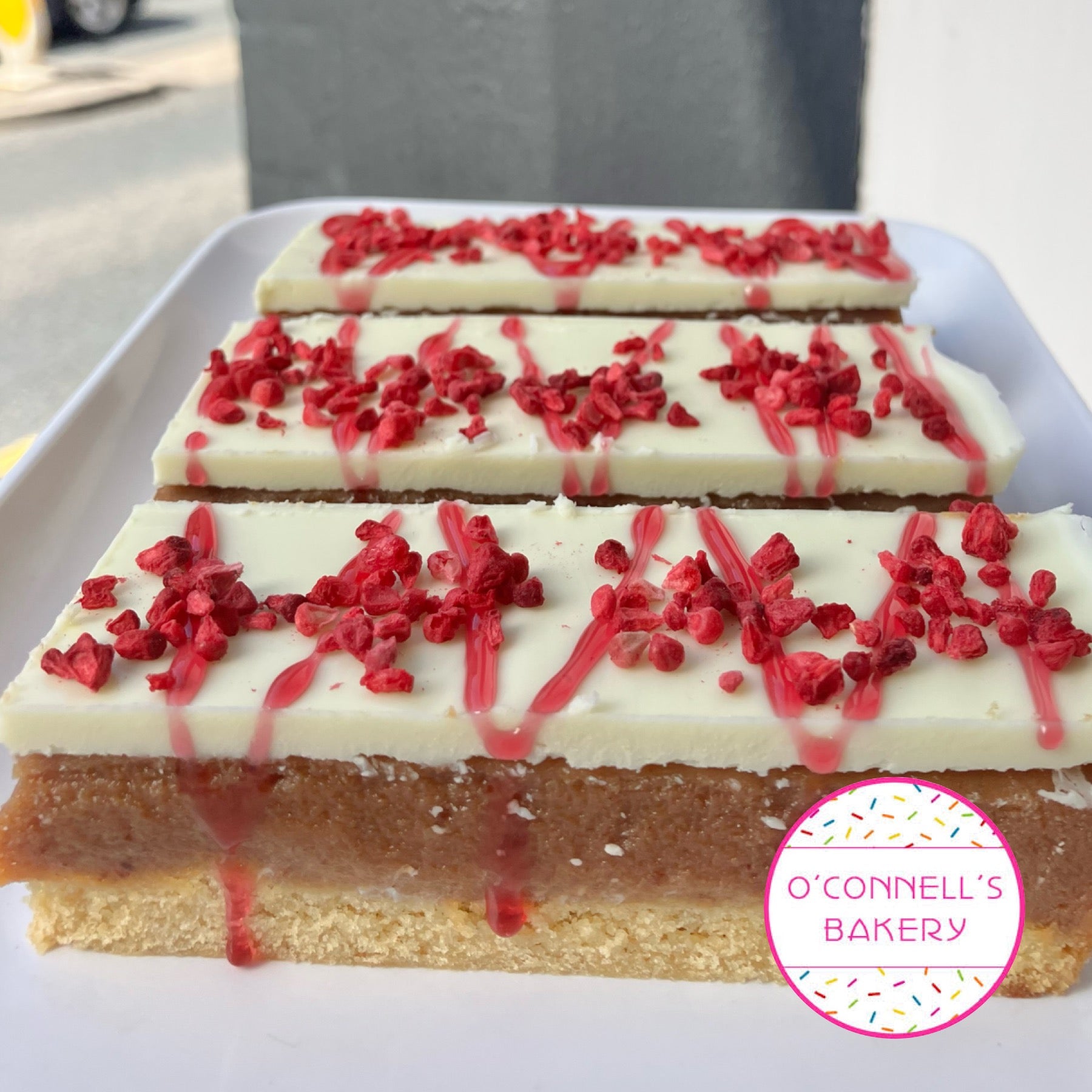 Raspberry & White Chocolate  Millionaire's Shortbread (UK)